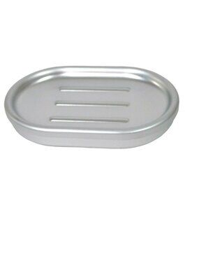Made By Design Solid Soap Dish Aluminum Silver Bath Bathroom 3.3" x 5" NEW